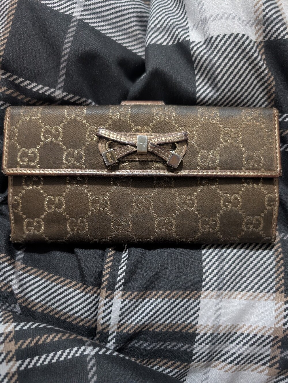 Gucci Monogram GG Princy Continental Wallet  Gold Brown